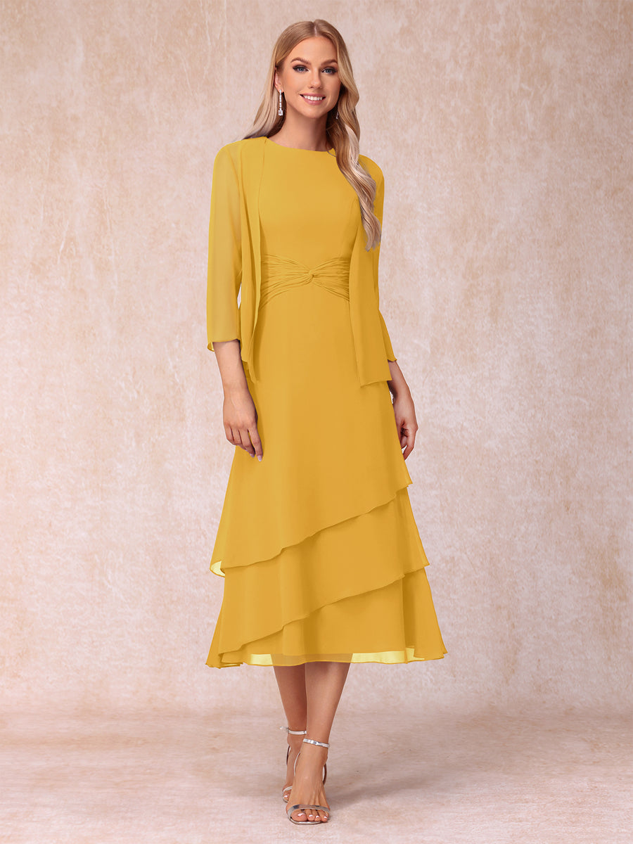 Sheath/Column Scoop Sleeveless Mother of the Bride Dresses with Ruched &amp; Jacket