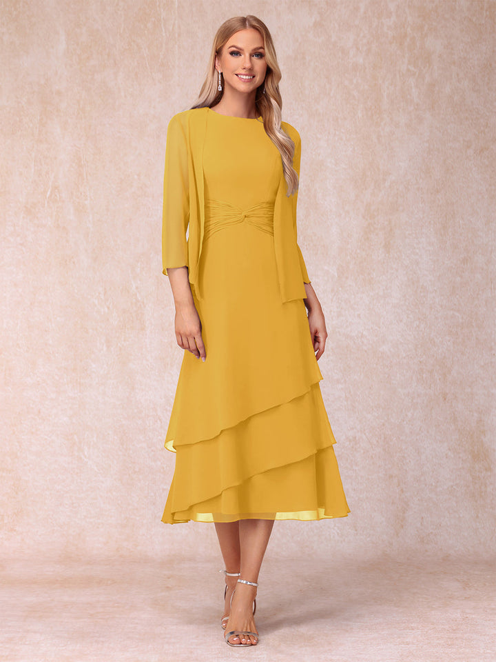 Sheath/Column Scoop Sleeveless Mother of the Bride Dresses with Ruched &amp; Jacket