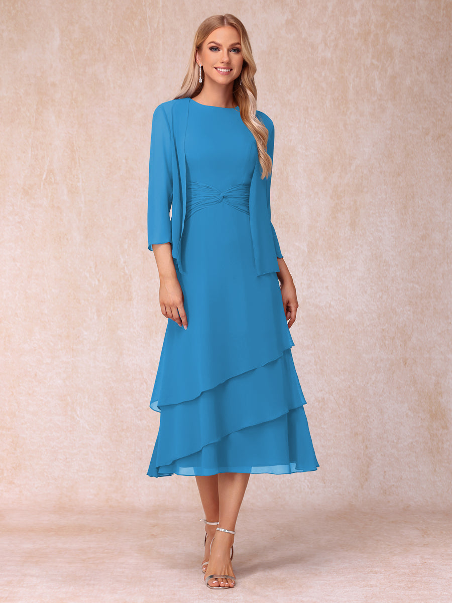 Sheath/Column Scoop Sleeveless Mother of the Bride Dresses with Ruched &amp; Jacket