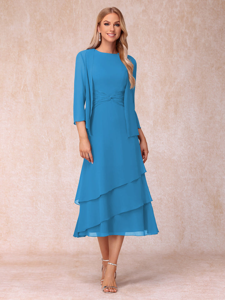 Sheath/Column Scoop Sleeveless Mother of the Bride Dresses with Ruched &amp; Jacket