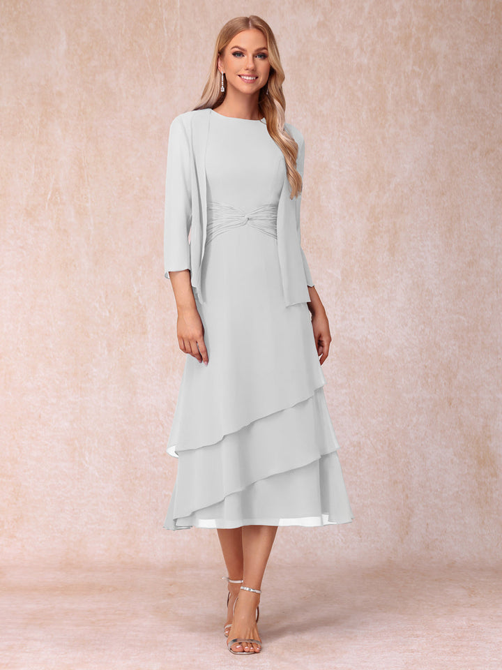 Sheath/Column Scoop Sleeveless Mother of the Bride Dresses with Ruched &amp; Jacket