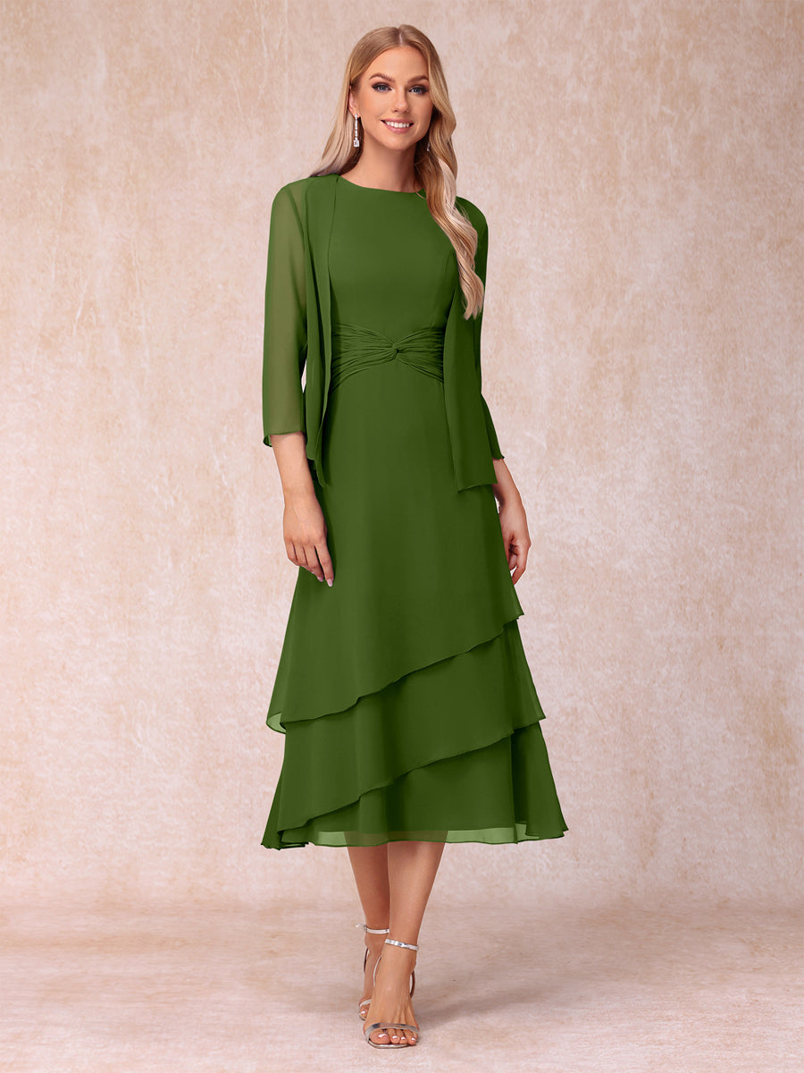 Sheath/Column Scoop Sleeveless Mother of the Bride Dresses with Ruched &amp; Jacket