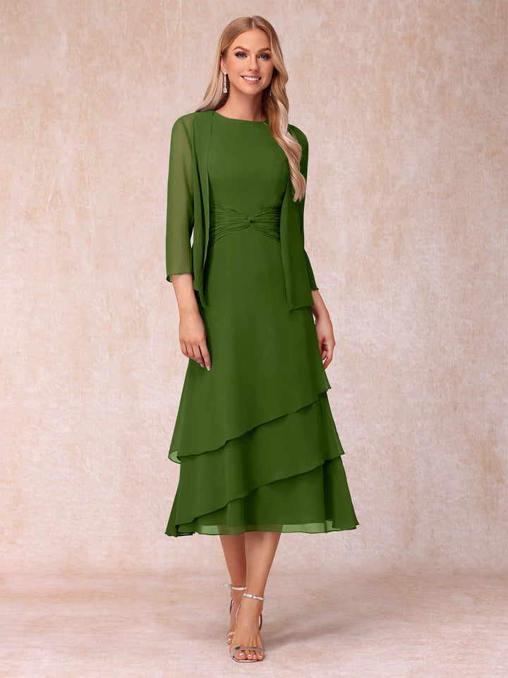 Sheath/Column Scoop Sleeveless Mother of the Bride Dresses with Ruched &amp; Jacket