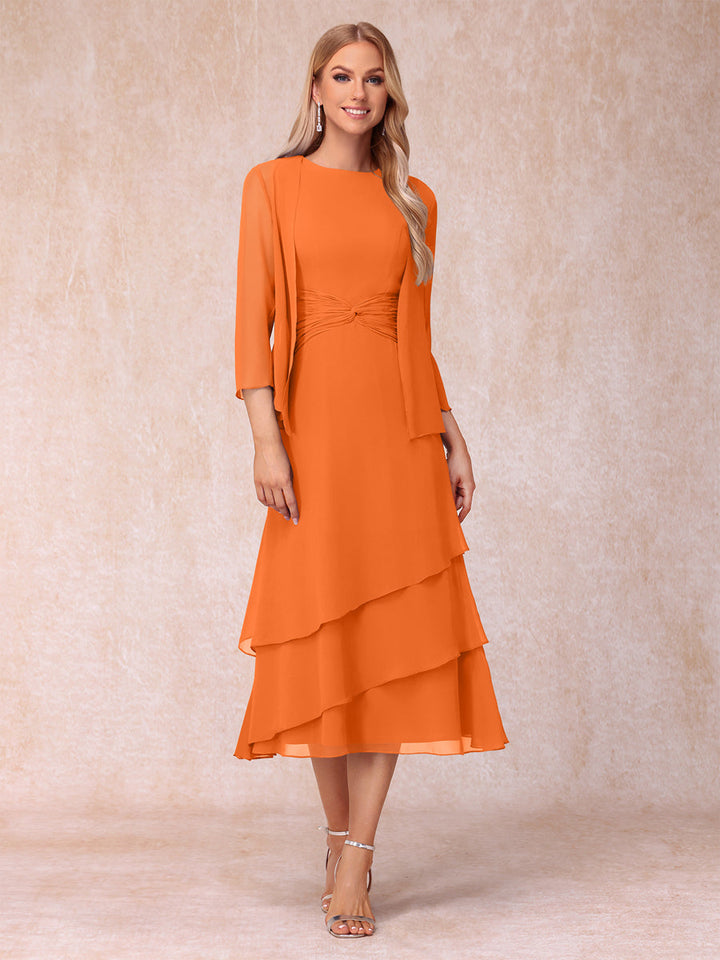 Sheath/Column Scoop Sleeveless Mother of the Bride Dresses with Ruched &amp; Jacket