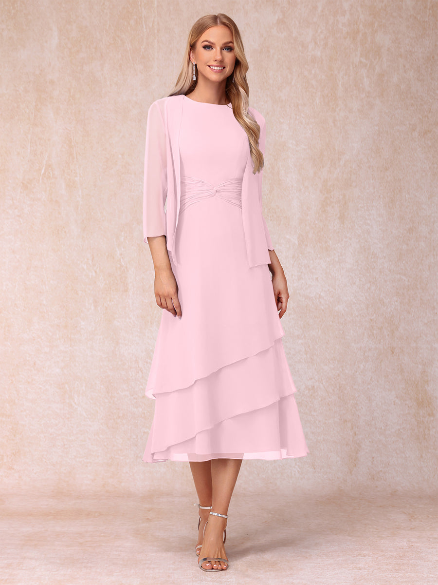 Sheath/Column Scoop Sleeveless Mother of the Bride Dresses with Ruched &amp; Jacket