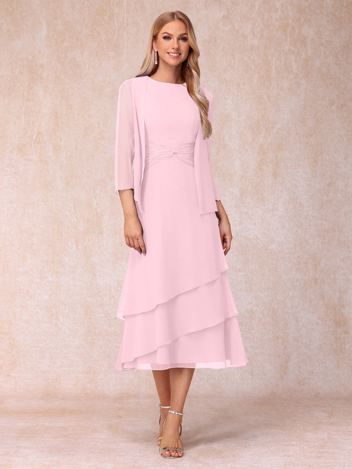 Sheath/Column Scoop Sleeveless Mother of the Bride Dresses with Ruched &amp; Jacket