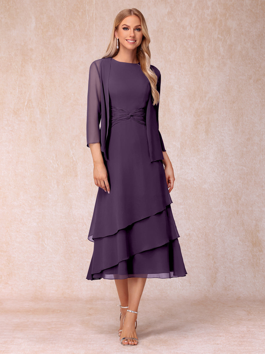 Sheath/Column Scoop Sleeveless Mother of the Bride Dresses with Ruched &amp; Jacket
