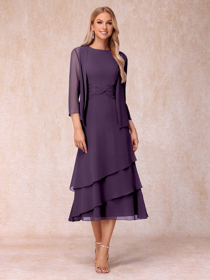 Sheath/Column Scoop Sleeveless Mother of the Bride Dresses with Ruched &amp; Jacket