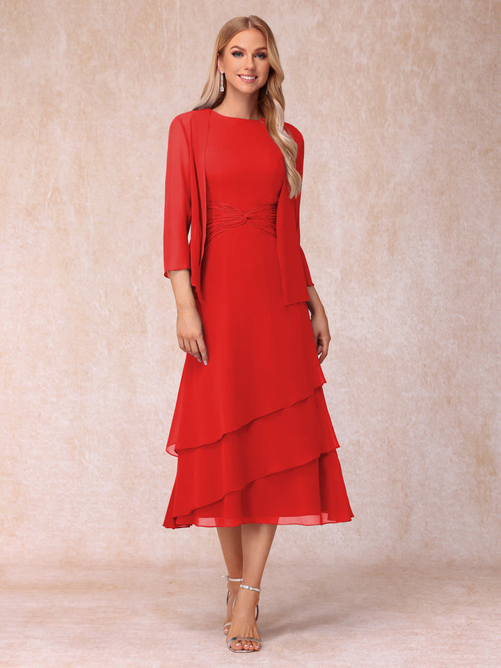Sheath/Column Scoop Sleeveless Mother of the Bride Dresses with Ruched &amp; Jacket