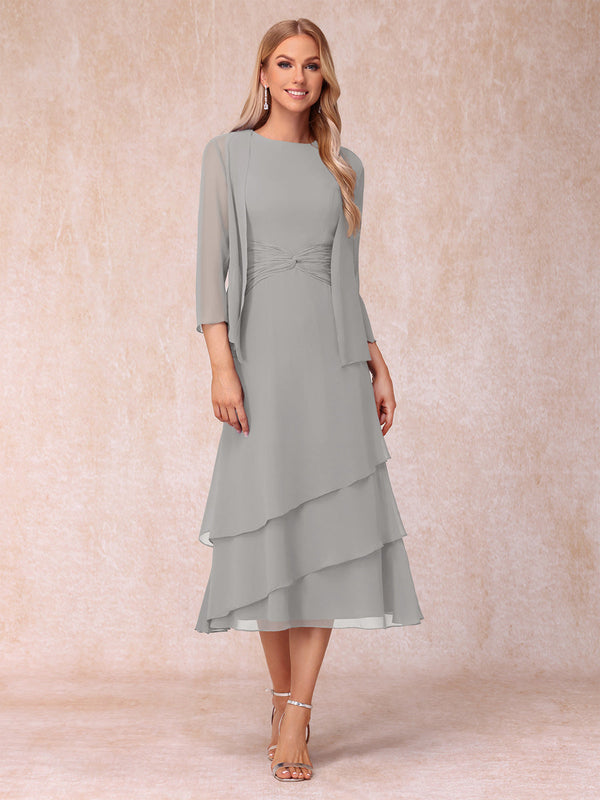 Sheath/Column Scoop Sleeveless Mother of the Bride Dresses with Ruched & Jacket