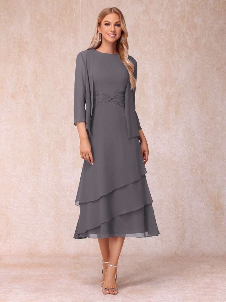 Sheath/Column Scoop Sleeveless Mother of the Bride Dresses with Ruched &amp; Jacket