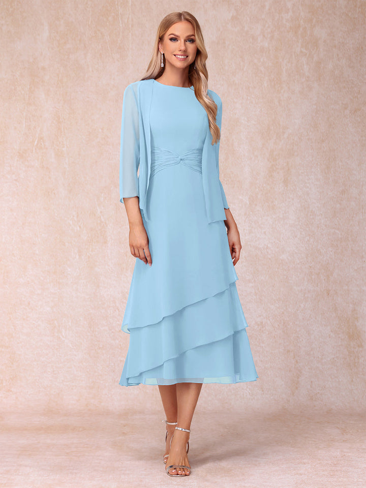 Sheath/Column Scoop Sleeveless Mother of the Bride Dresses with Ruched &amp; Jacket