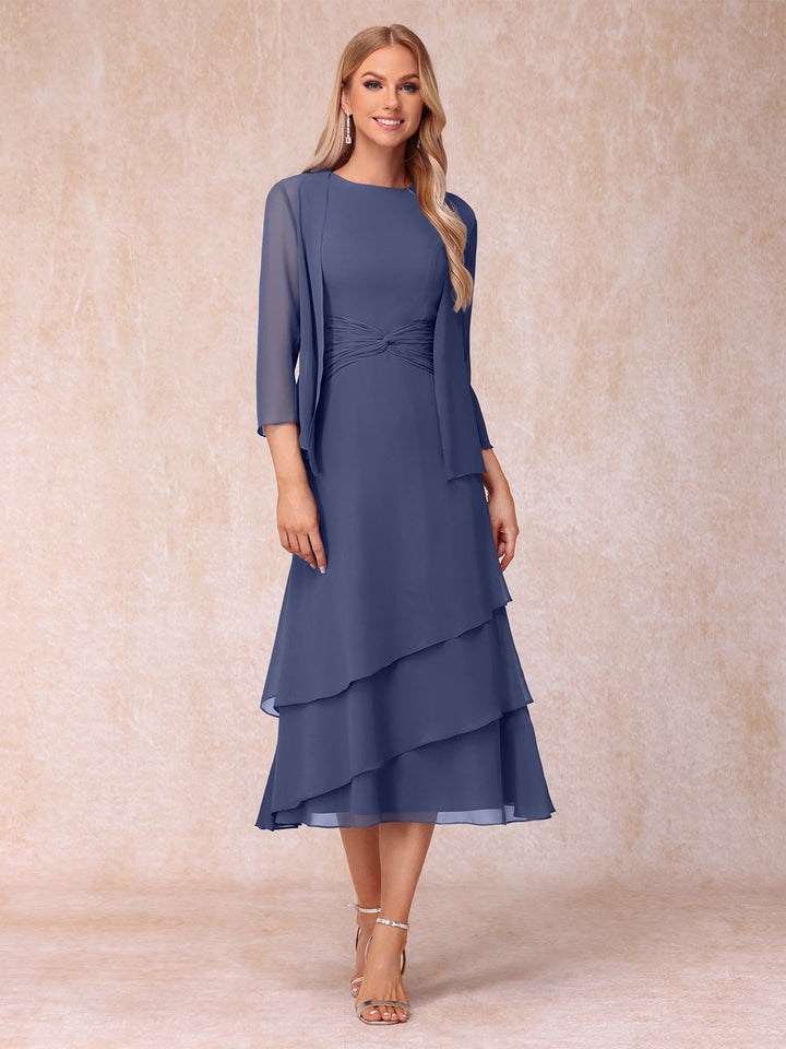 Sheath/Column Scoop Sleeveless Mother of the Bride Dresses with Ruched &amp; Jacket
