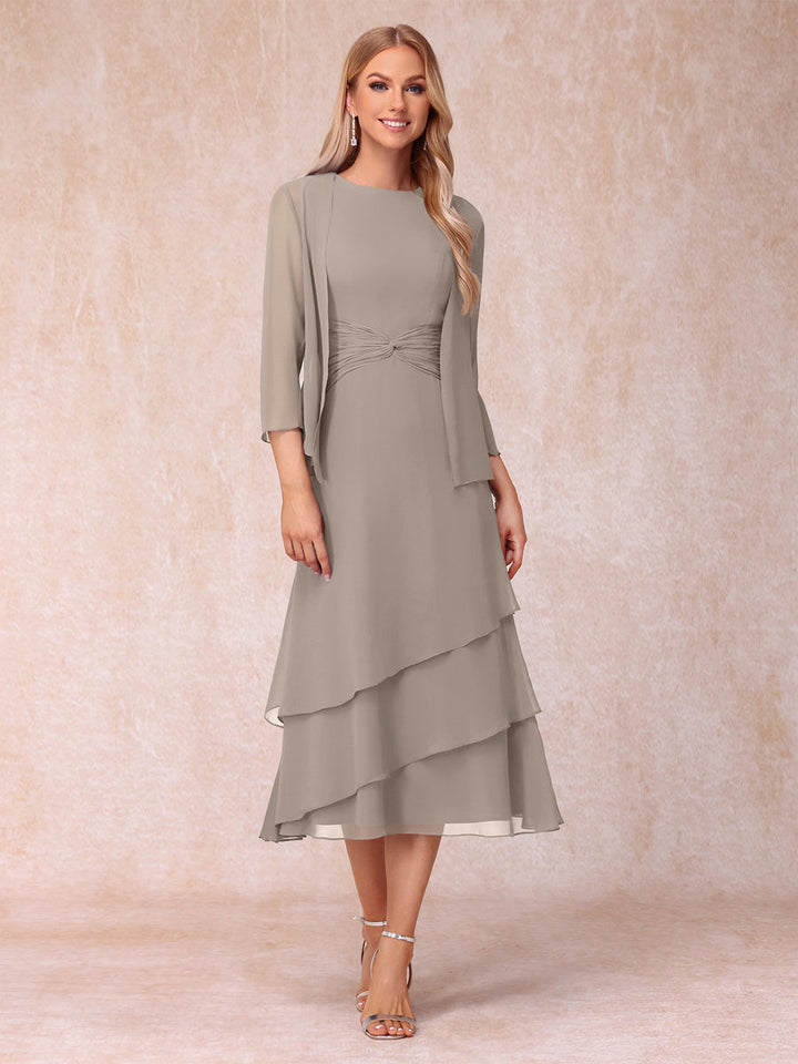 Sheath/Column Scoop Sleeveless Mother of the Bride Dresses with Ruched &amp; Jacket