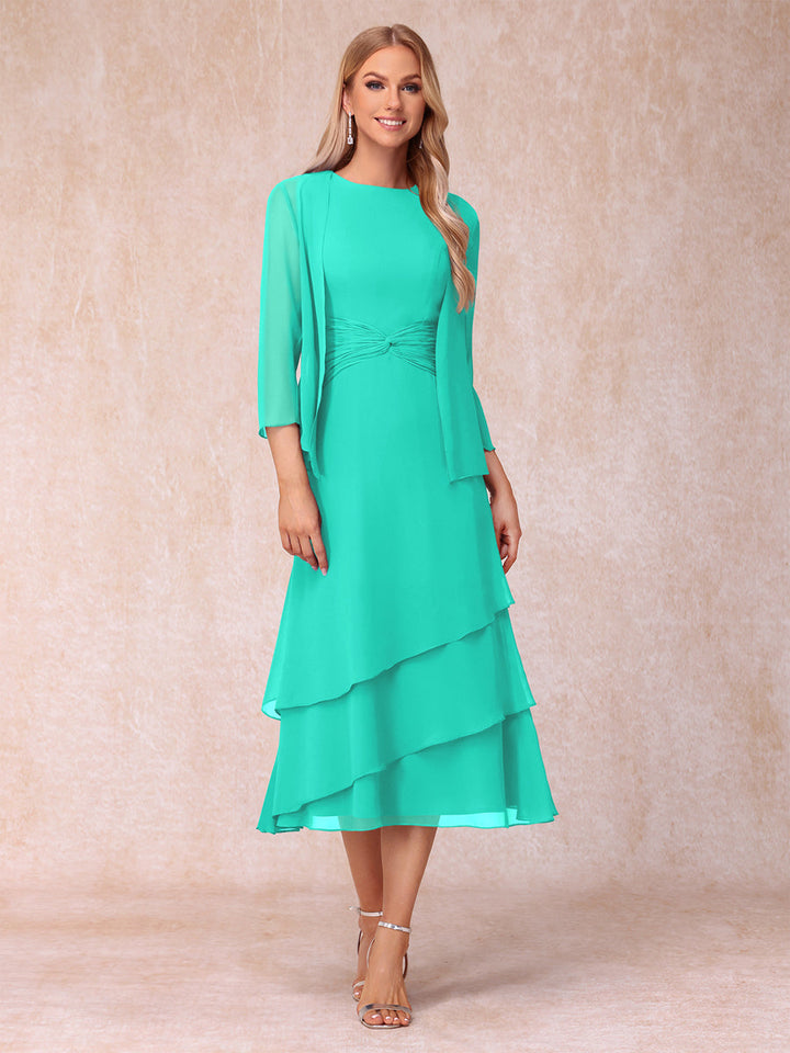 Sheath/Column Scoop Sleeveless Mother of the Bride Dresses with Ruched &amp; Jacket