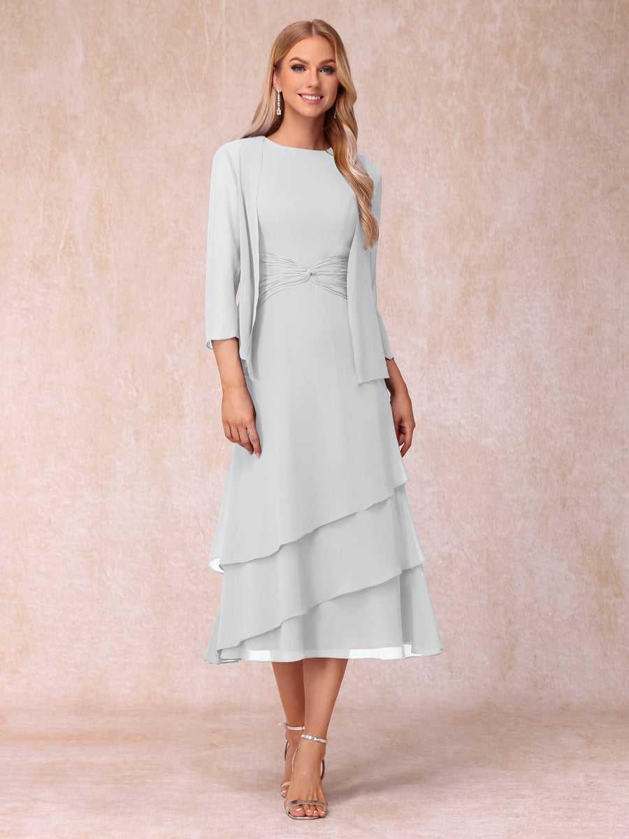 Sheath/Column Scoop Sleeveless Mother of the Bride Dresses with Ruched &amp; Jacket