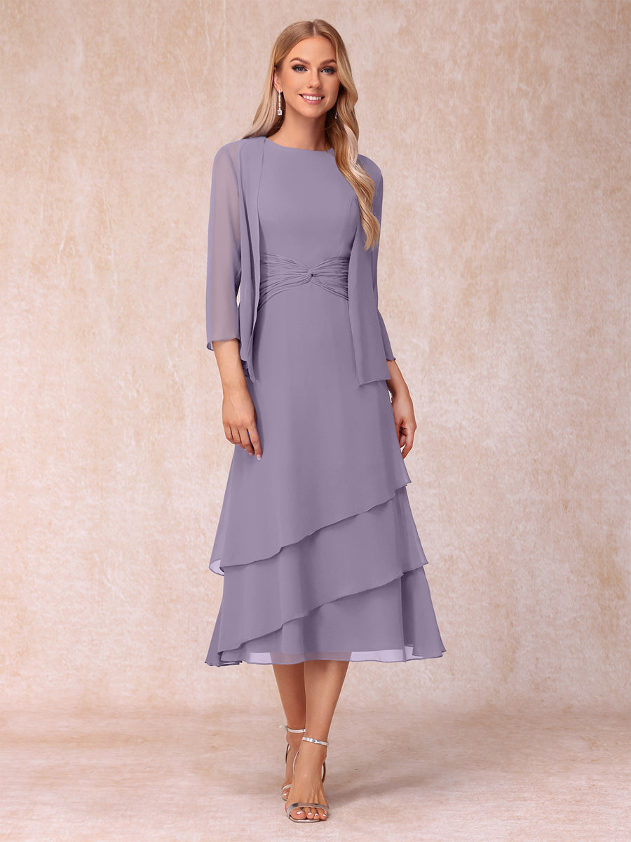 Sheath/Column Scoop Sleeveless Mother of the Bride Dresses with Ruched &amp; Jacket