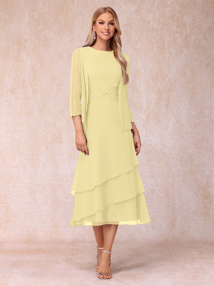 Sheath/Column Scoop Sleeveless Mother of the Bride Dresses with Ruched &amp; Jacket