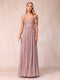 A-Line/Princess Spaghetti Straps Sleeveless Long Formal Evening Dresses with Sequins