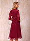 A-Line/Princess Sheer Neck Half Sleeves Short Wedding Guest Dresses with Appliques