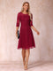 A-Line/Princess Sheer Neck Half Sleeves Short Wedding Guest Dresses with Appliques