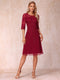A-Line/Princess Sheer Neck Half Sleeves Short Wedding Guest Dresses with Appliques