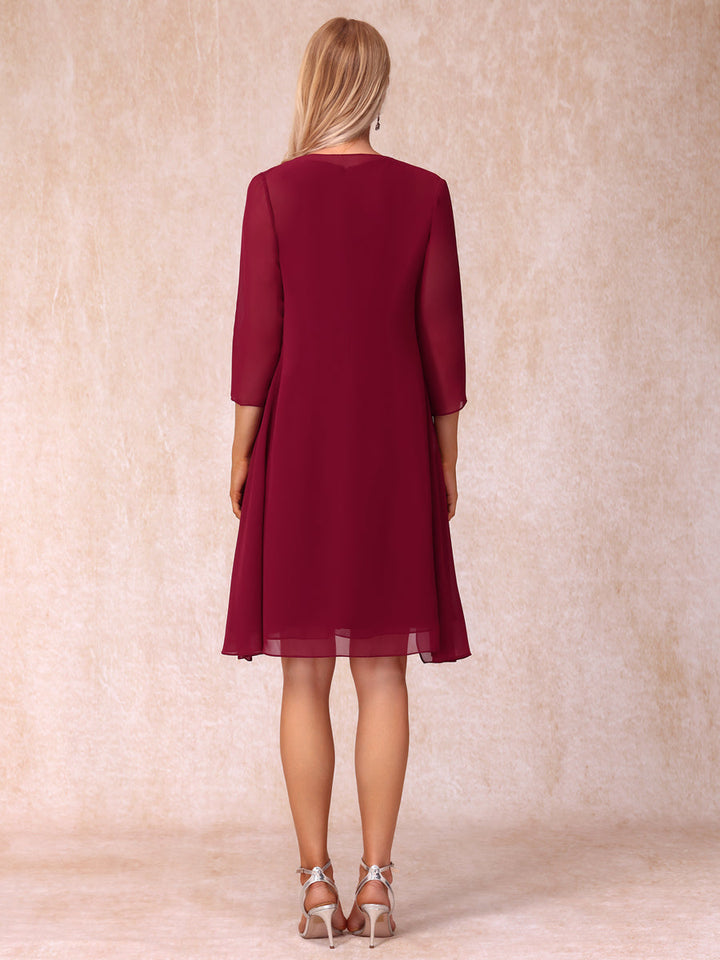 A-Line/Princess Scoop Sleeveless Short Formal Evening Dresses with Ruched &amp; Jacket