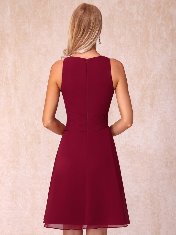 A-Line/Princess Scoop Sleeveless Short Formal Evening Dresses with Ruched &amp; Jacket