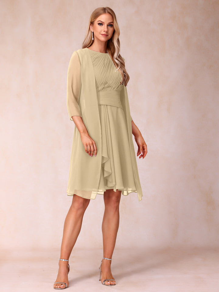 A-Line/Princess Scoop Sleeveless Short Formal Evening Dresses with Ruched &amp; Jacket