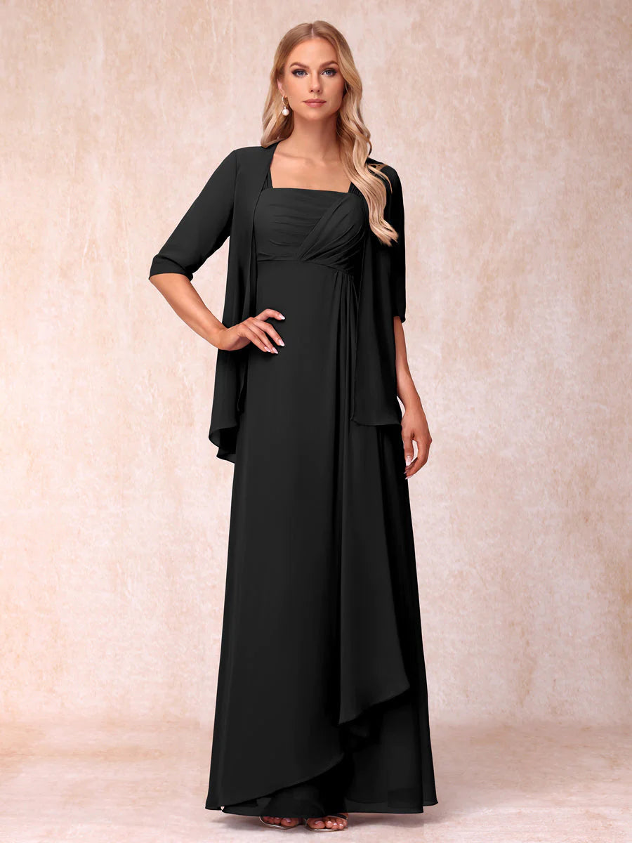 black mother of the bride dresses Cicinia Dress With Sleeves Long Stretch Fabric Sheath Beaded Floor Length this dress offers the refined look that honors the occasion while ensuring you feel confident and beautiful. Black Mother of the Bride