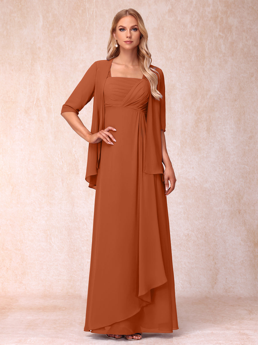Lavetir 2026 Mother of the Bride Dresses with Jackets A-Line Sleeveless Long Formal Evening Gowns Burnt Orange
