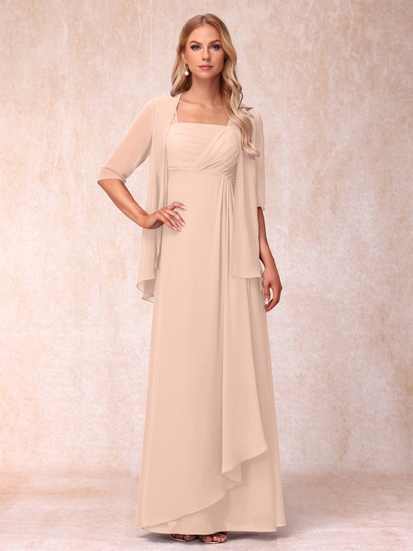 A-Line/Princess Sleeveless Mother of the Bride Dresses With Ruffles & Jacket