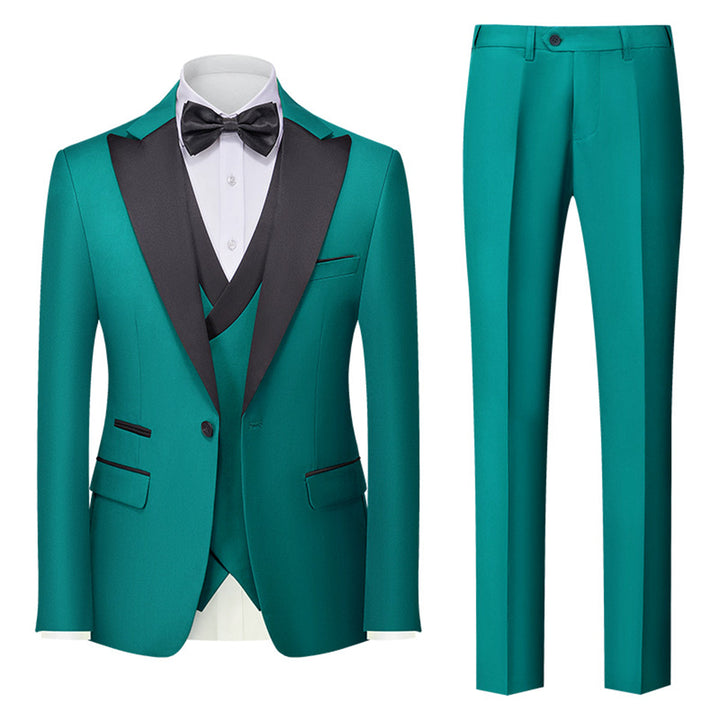Tailored Fit Single Breasted One-button 3 Pieces Solid Colored Men&