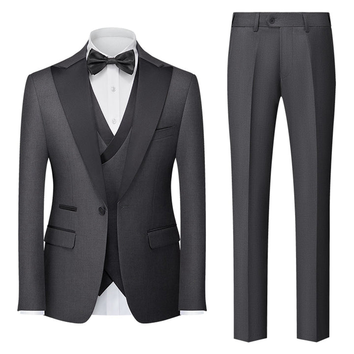 Tailored Fit Single Breasted One-button 3 Pieces Solid Colored Men&