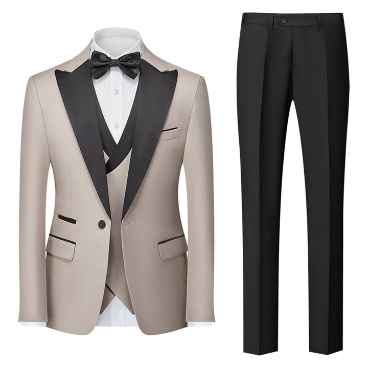 Tailored Fit Single Breasted One-button 3 Pieces Solid Colored Men&