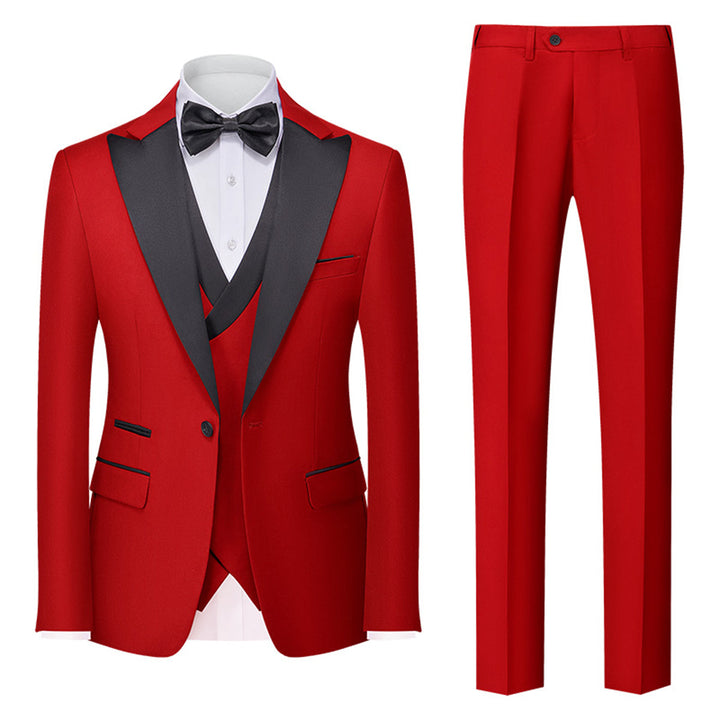 Tailored Fit Single Breasted One-button 3 Pieces Solid Colored Men&