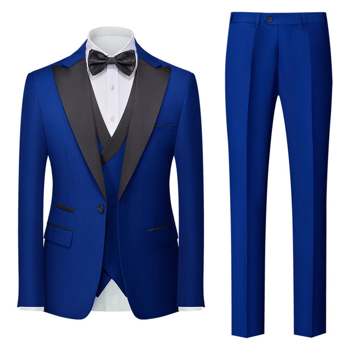 Tailored Fit Single Breasted One-button 3 Pieces Solid Colored Men&