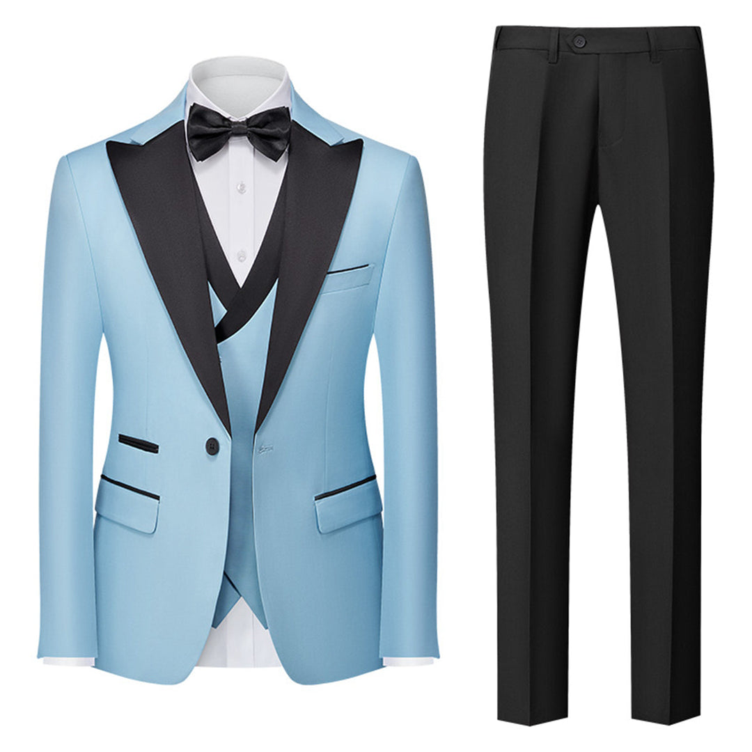 Tailored Fit Single Breasted One-button 3 Pieces Solid Colored Men&