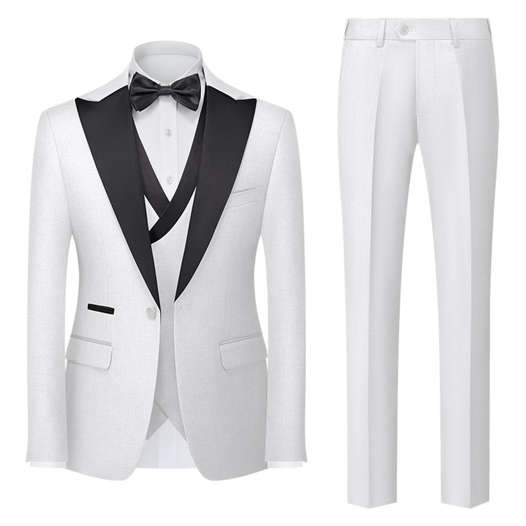 Tailored Fit Single Breasted One-button 3 Pieces Solid Colored Men&