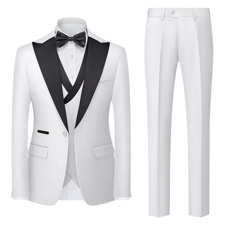 Tailored Fit Single Breasted One-button 3 Pieces Solid Colored Men&
