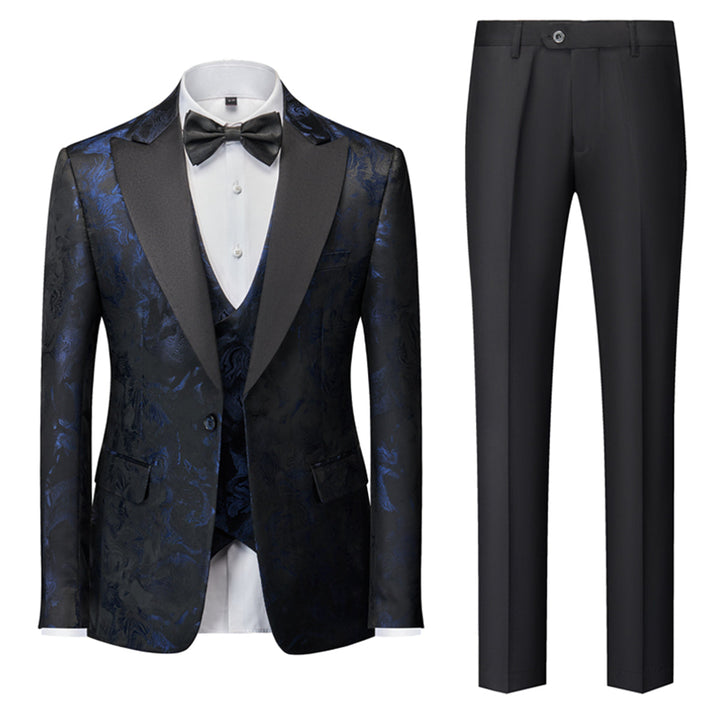 Tailored Fit Single Breasted One-button 3 Pieces Printed Men&
