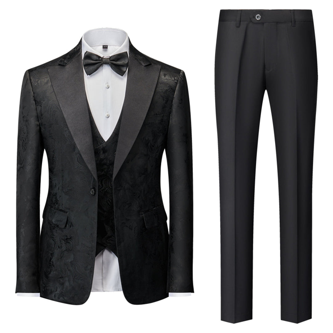 Tailored Fit Single Breasted One-button 3 Pieces Printed Men&