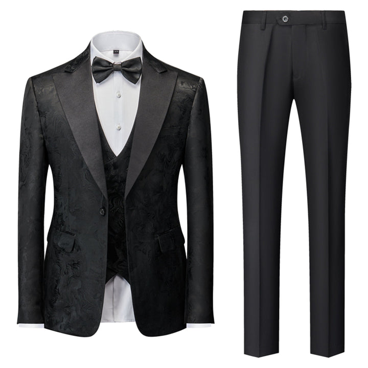 Tailored Fit Single Breasted One-button 3 Pieces Printed Men&