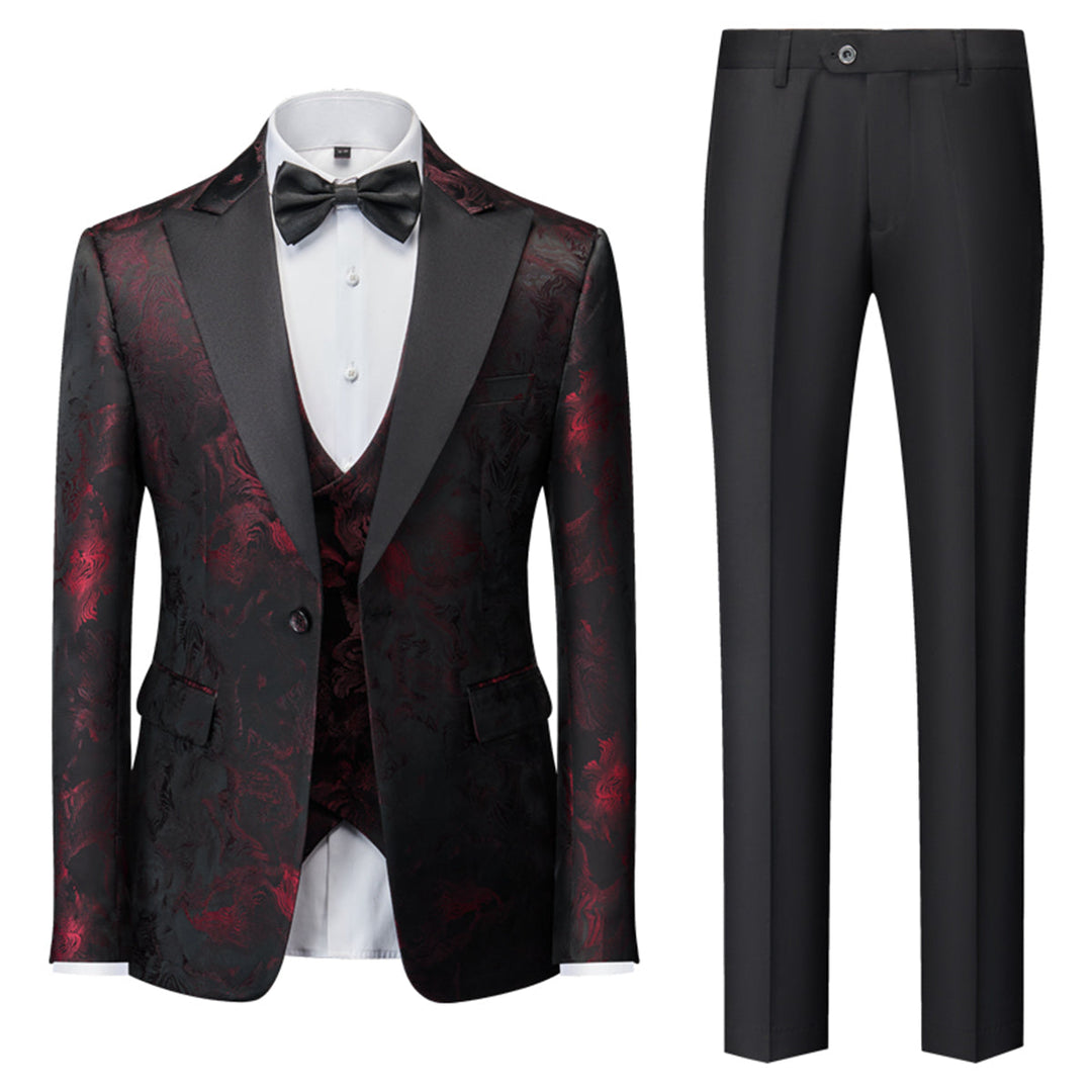 Tailored Fit Single Breasted One-button 3 Pieces Printed Men&