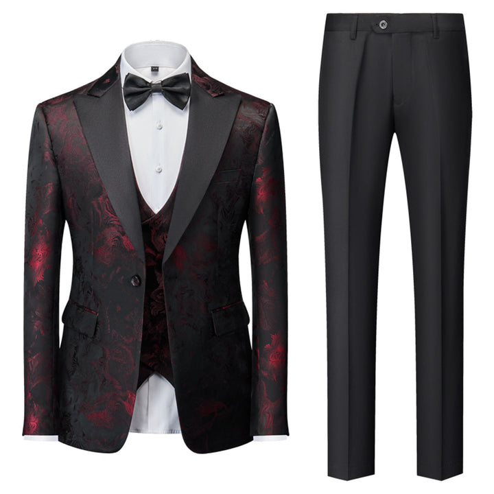 Tailored Fit Single Breasted One-button 3 Pieces Printed Men&