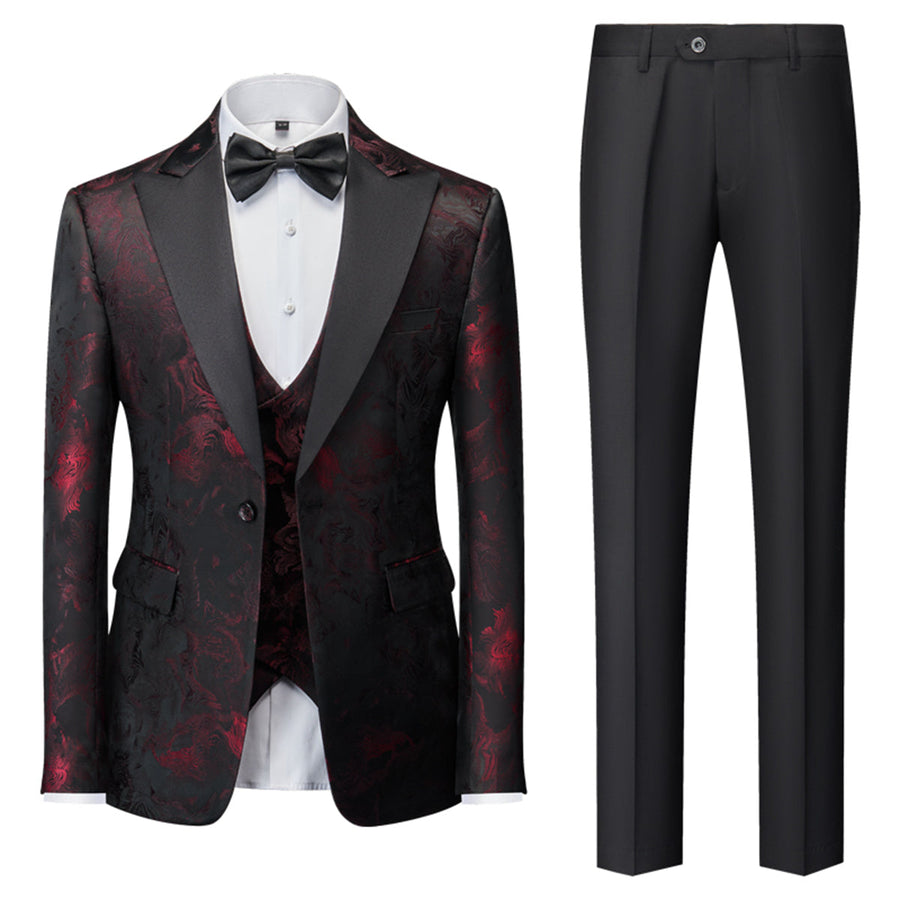 Tailored Fit Single Breasted One-button 3 Pieces Printed Men's Wedding Suits
