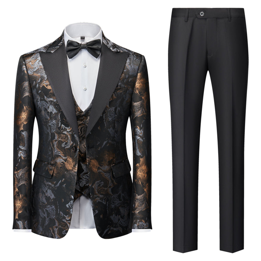 Tailored Fit Single Breasted One-button 3 Pieces Printed Men&