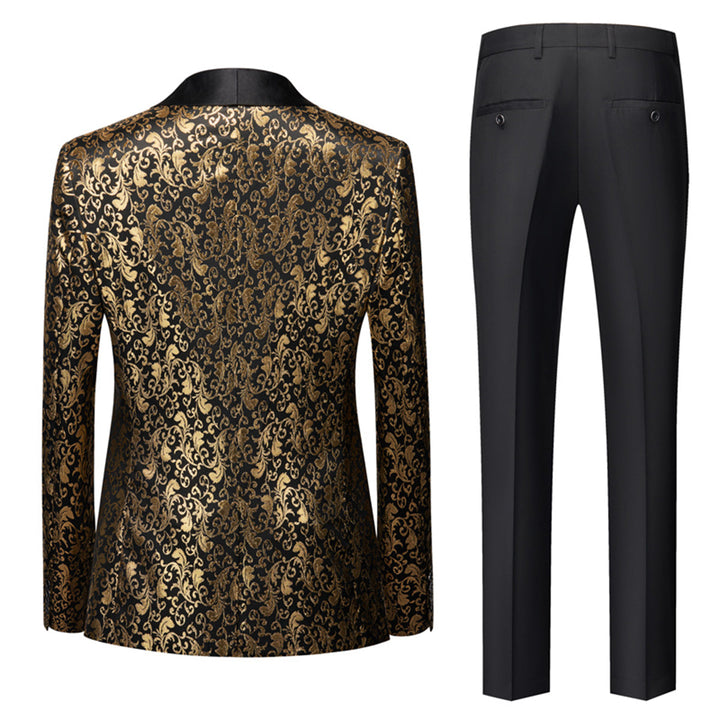 Tailored Fit Single Breasted One-button 3 Pieces Printed Men&