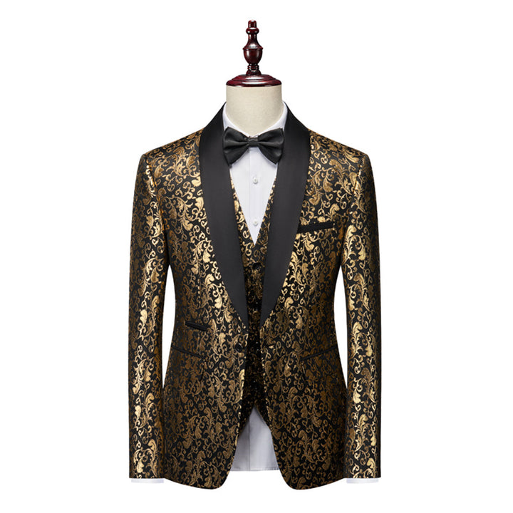 Tailored Fit Single Breasted One-button 3 Pieces Printed Men&