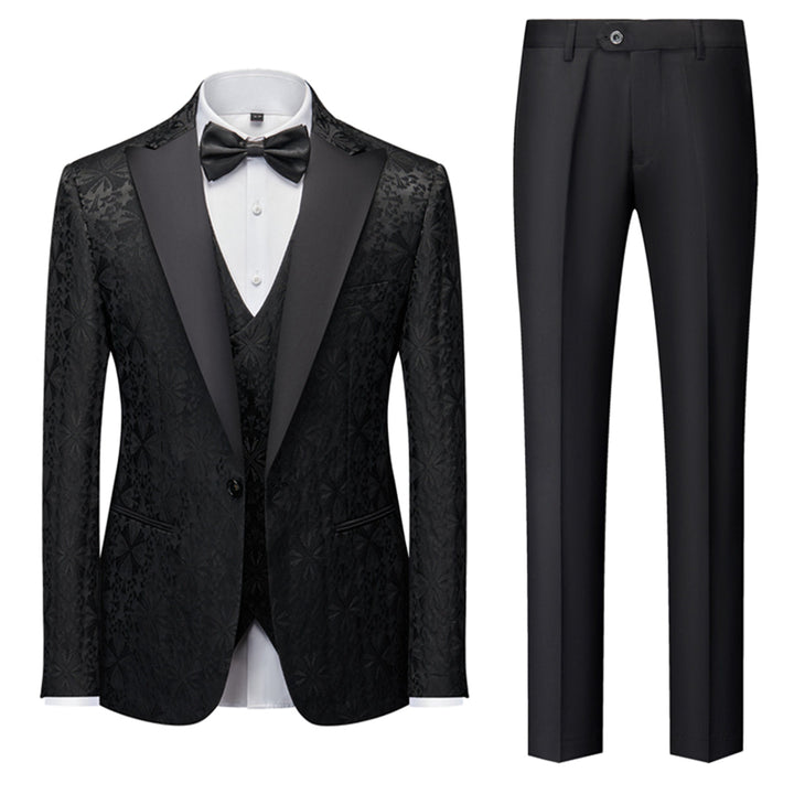 Tailored Fit Single Breasted One-button 3 Pieces Printed Men&